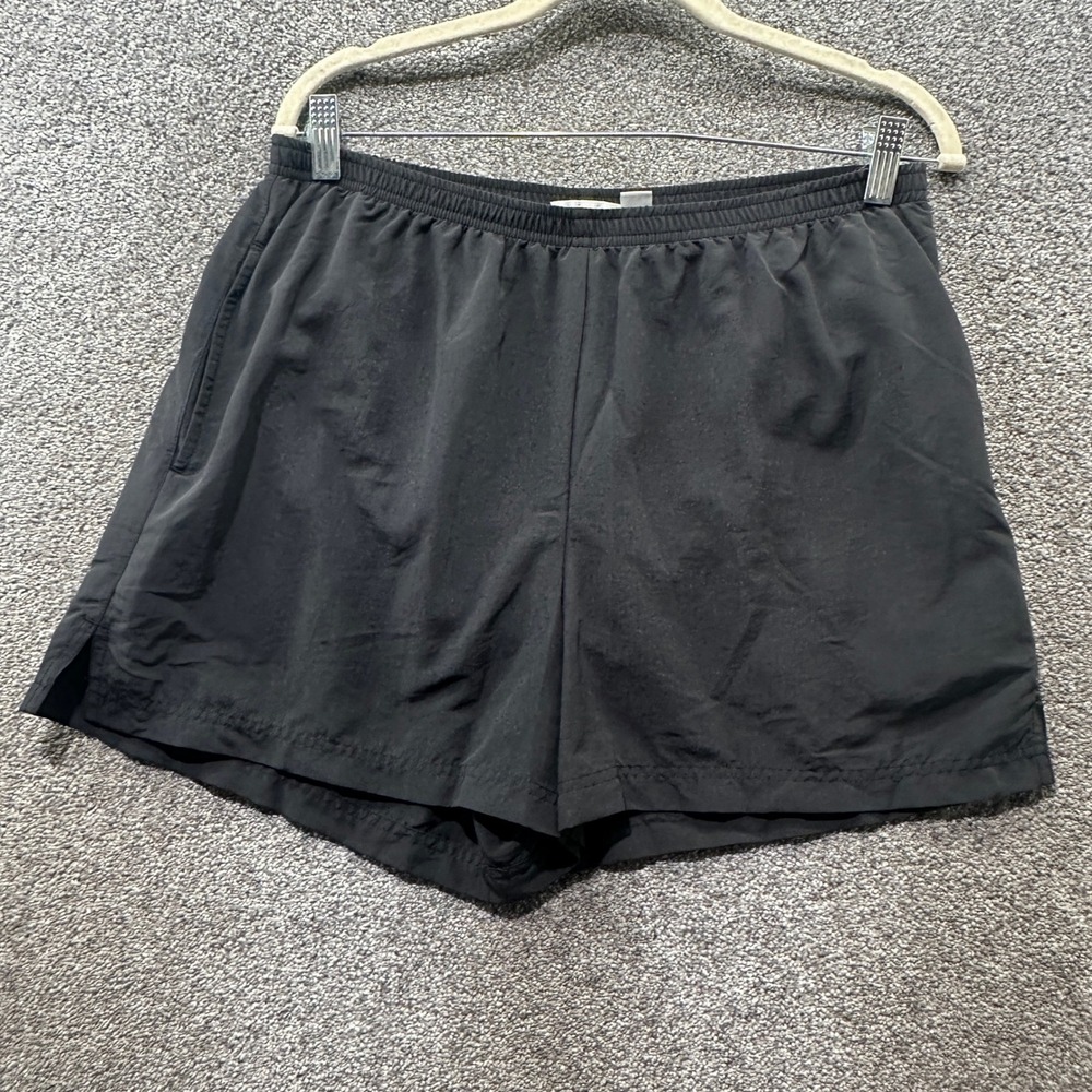 LL Bean Athletic Swim Shorts Mens Medium Black Nylon Mesh Lined Pockets Beach